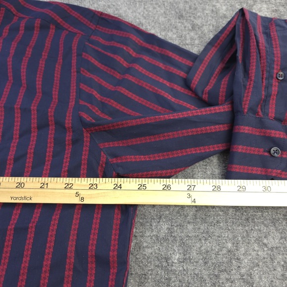 Visconti Black Shirt XL Blue Red Vertical Striped Long Sleeve Button Up Cotton - Picture 4 of 8